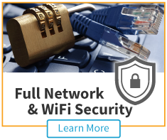 full protection home network security icon with cables and combination lock 