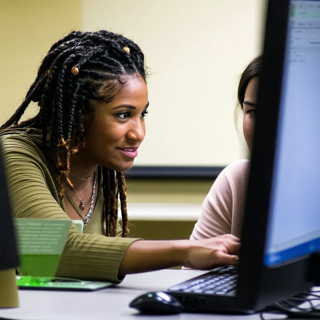 a person helping another person at a computer-2