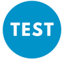 Blue TEST button white text