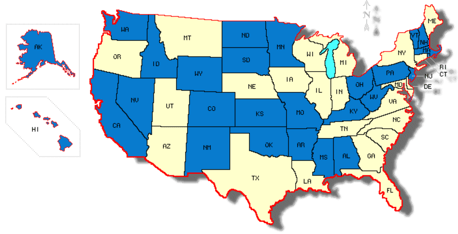 map of US states and id theft