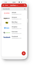 screenshot of LastPass password manager app on mobile device