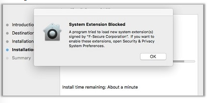 F-Sec Macs System Extension Blocked