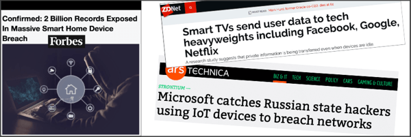 news headlines about smart home breaches and network hacking