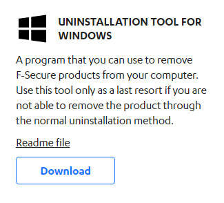 screenshot of the F-Secure PSB for Windows Uninstall file download online